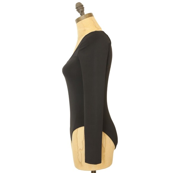 Topshop Nordstrom Slinky Long Sleeve Bodysuit US 4 S Scoop Neck Black NEW B6 - Picture 5 of 6